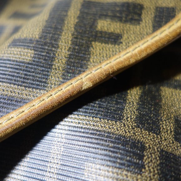 Vtg 1980’s Fendi FF Zucca Coated Canvas & Leather Monogram Envelope Clutch Bag - Picture 5 of 16